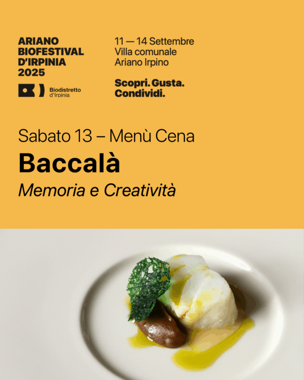 Menù "Baccalà, Memoria e Creatività" – Sabato 13 Cena